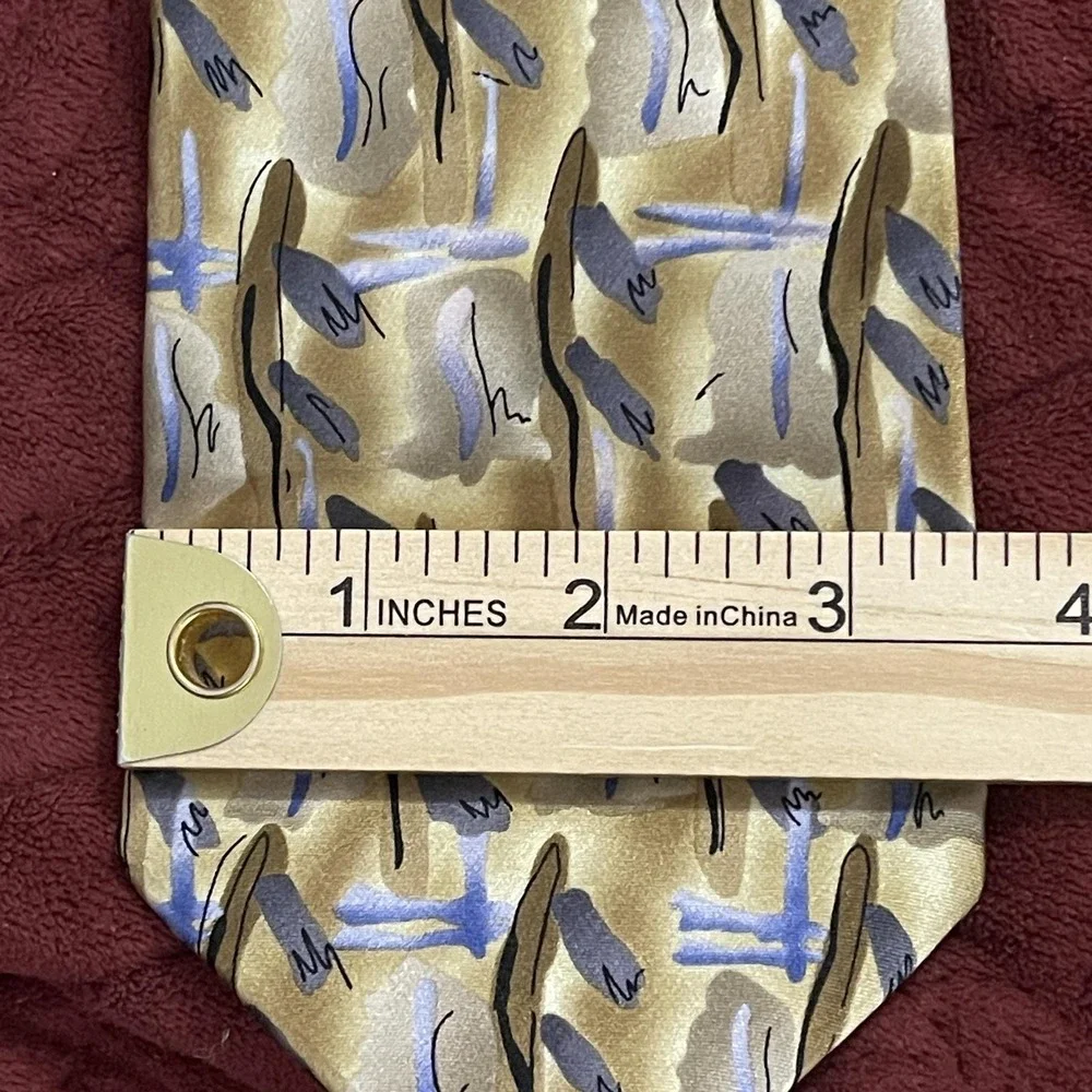 J Garcia Tie Mens One Size Gold Silk California Mission Geometric‎ Art Necktie